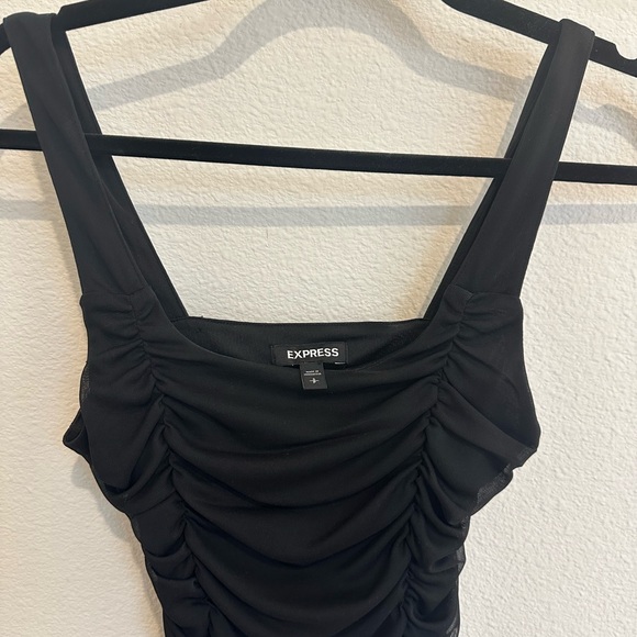 Express Black Ruched Bodysuit - Picture 2 of 4